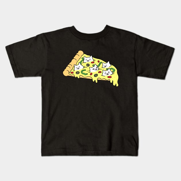 Pizza Cats Kids T-Shirt by natelledrawsstuff